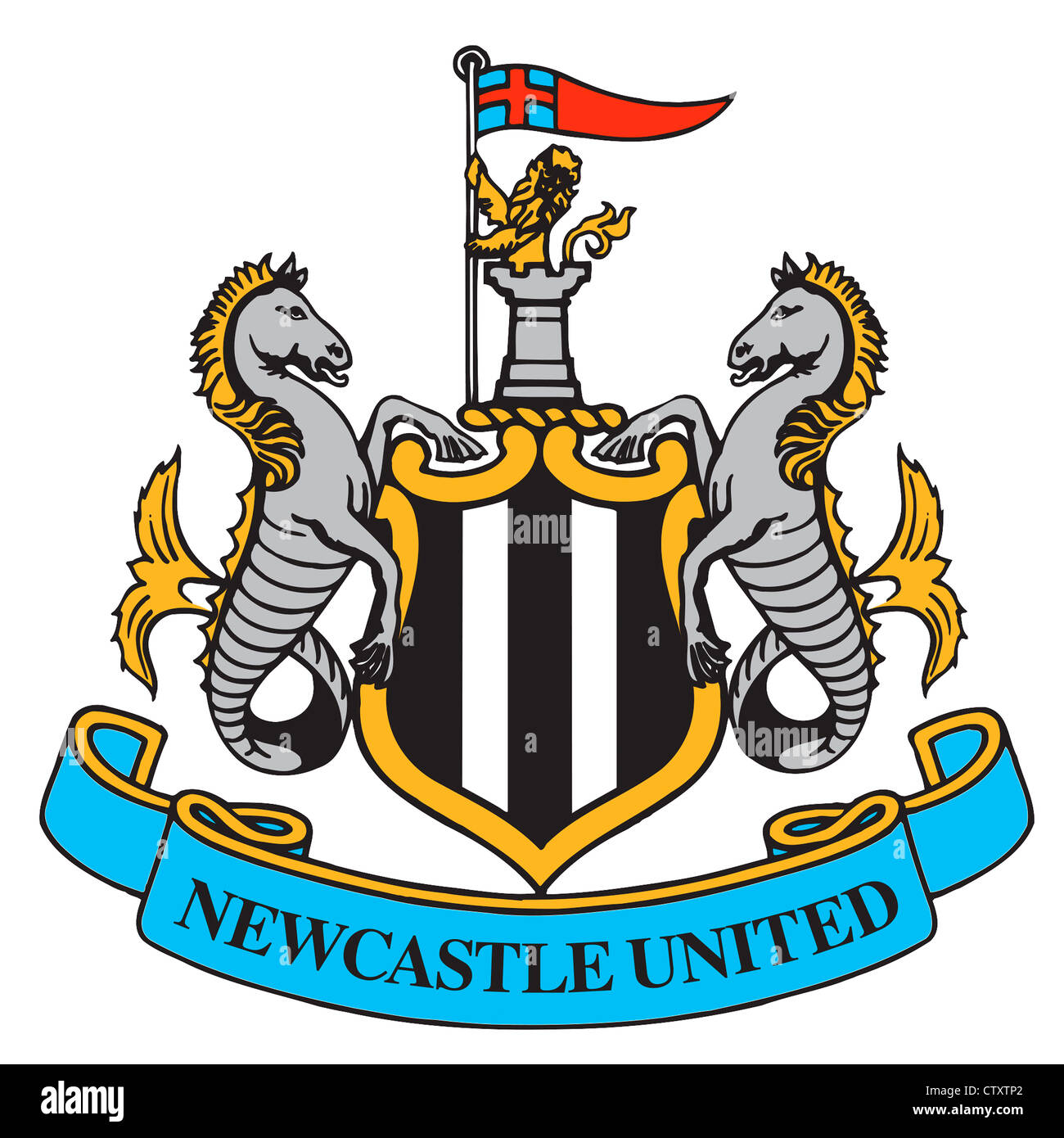 Il logo del calcio inglese team Newcastle United Football Club. Foto Stock