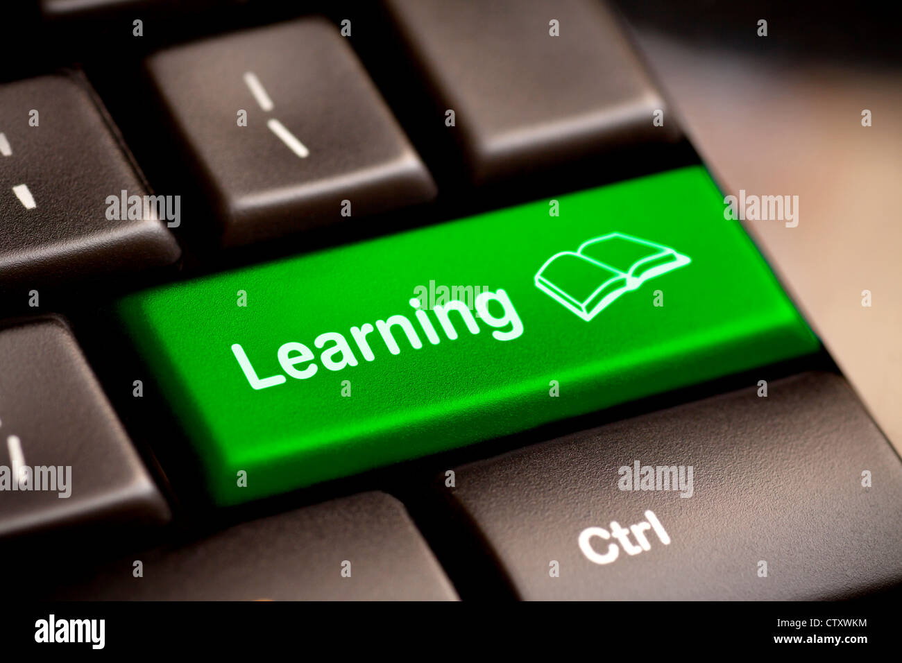 La tastiera del computer e-Learning concetto. Foto Stock