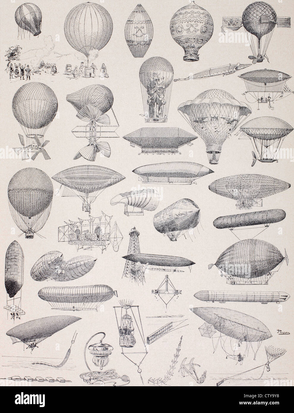 I palloni ad aria calda nel corso di tutta la storia.... Foto Stock