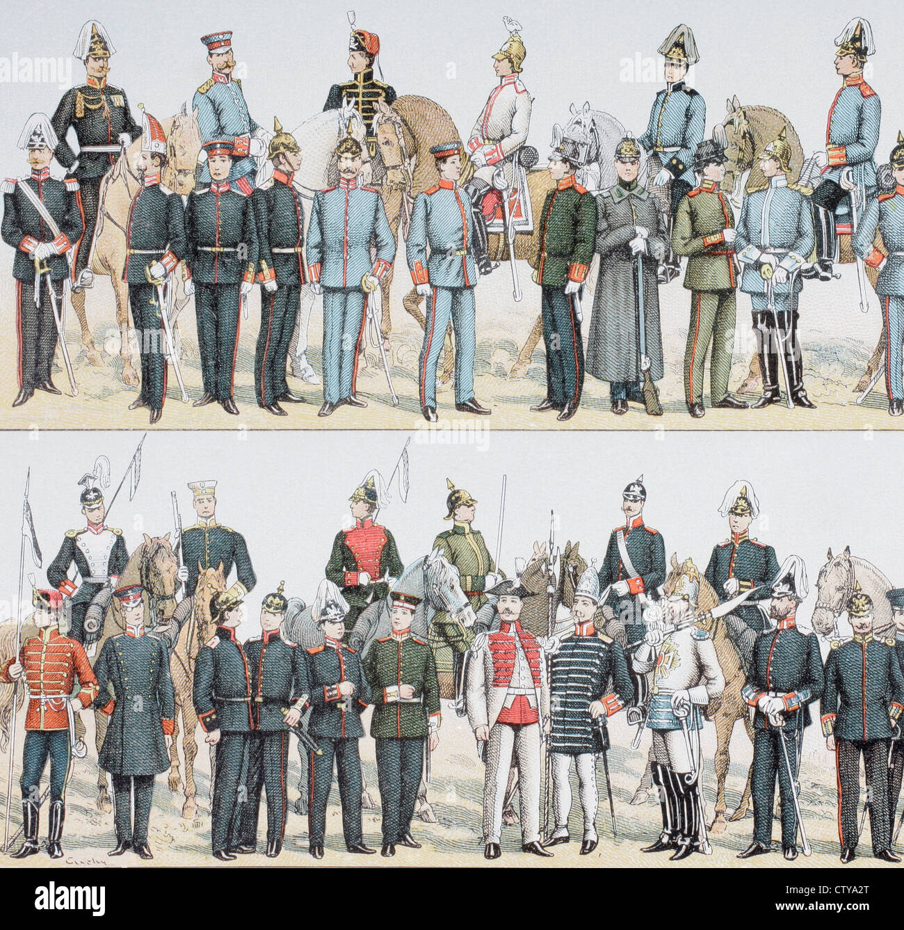 Esercito Tedesco e della cavalleria uniformi agli inizi del XX secolo. Foto Stock