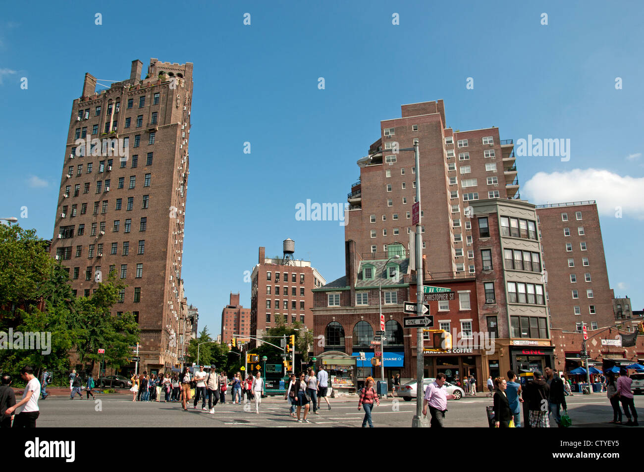 7 Avenue South Christopher Street West Village Manhattan New York City Stati Uniti d'America Foto Stock