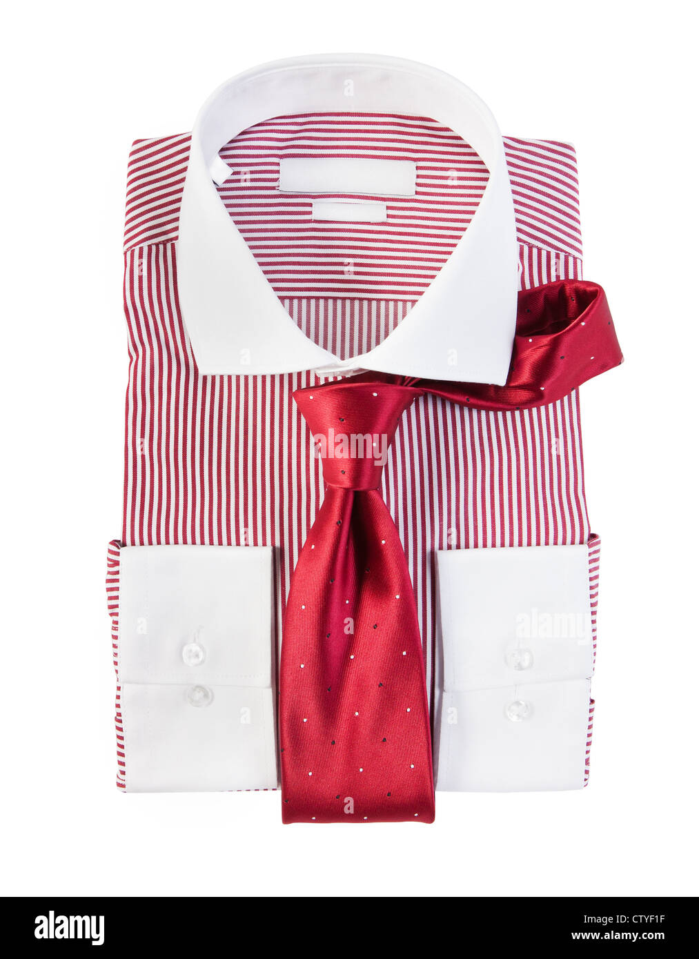 La nuova rossa e bianca a strisce shirt isolati su sfondo bianco Foto Stock
