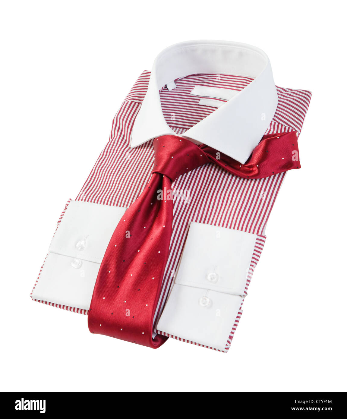La nuova rossa e bianca a strisce shirt isolati su sfondo bianco Foto Stock
