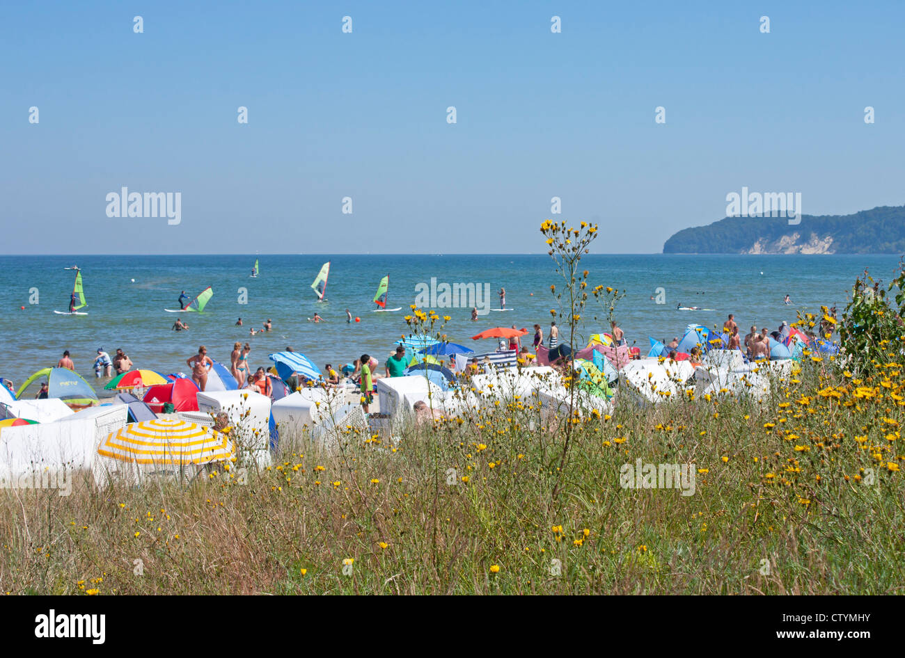 Spiaggia di Binz, Ruegen isola, Mar Baltico, Meclemburgo-Pomerania Occidentale, Germania Foto Stock