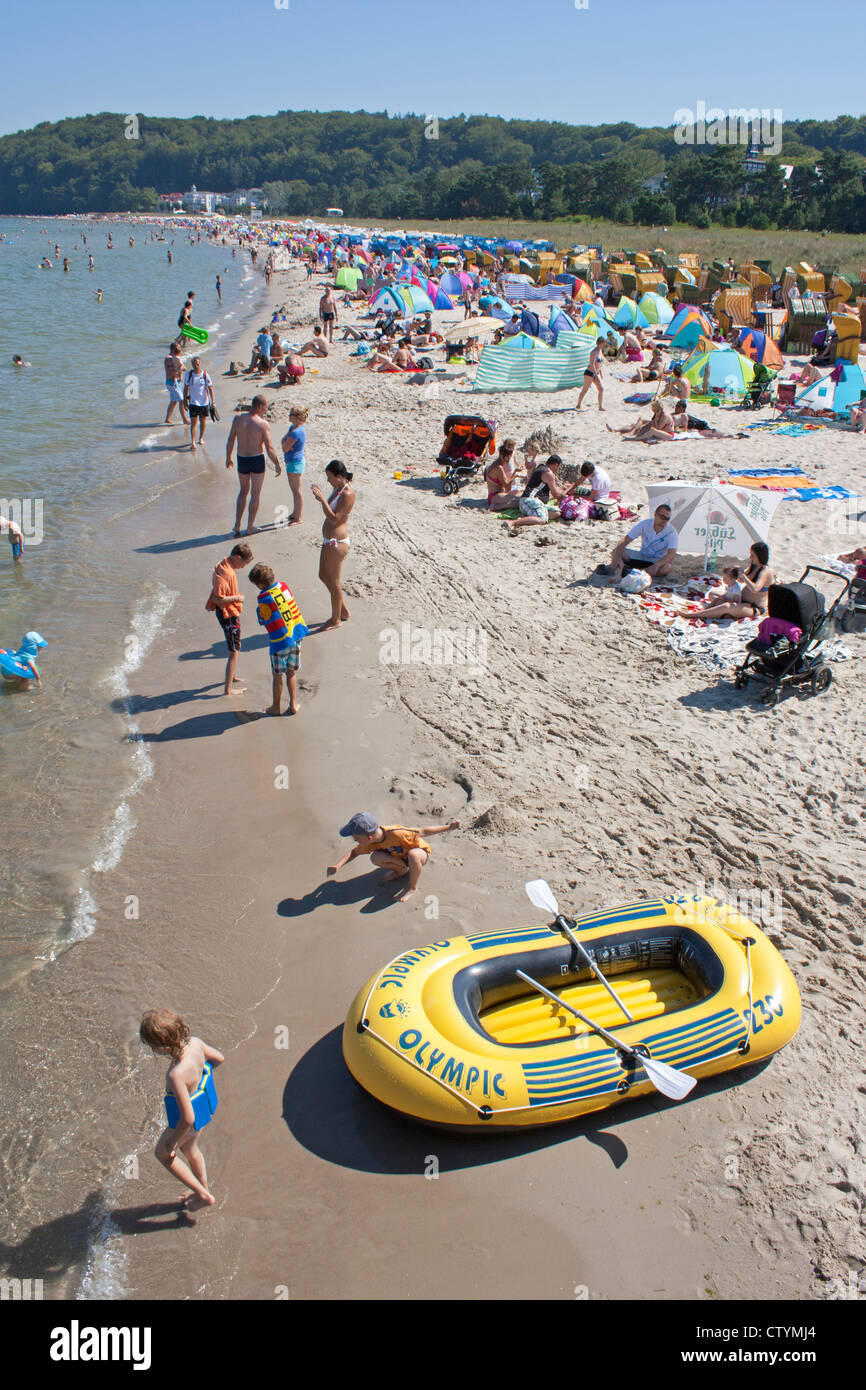 Spiaggia di Binz, Ruegen isola, Mar Baltico, Meclemburgo-Pomerania Occidentale, Germania Foto Stock