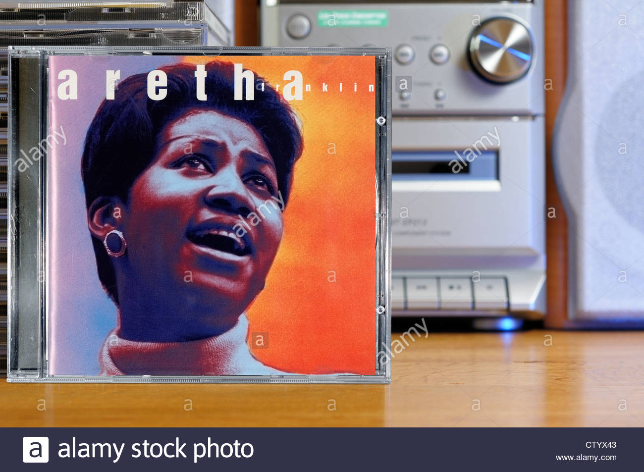 Aretha Franklin album, impilati CD musicale casi, Inghilterra. Foto Stock