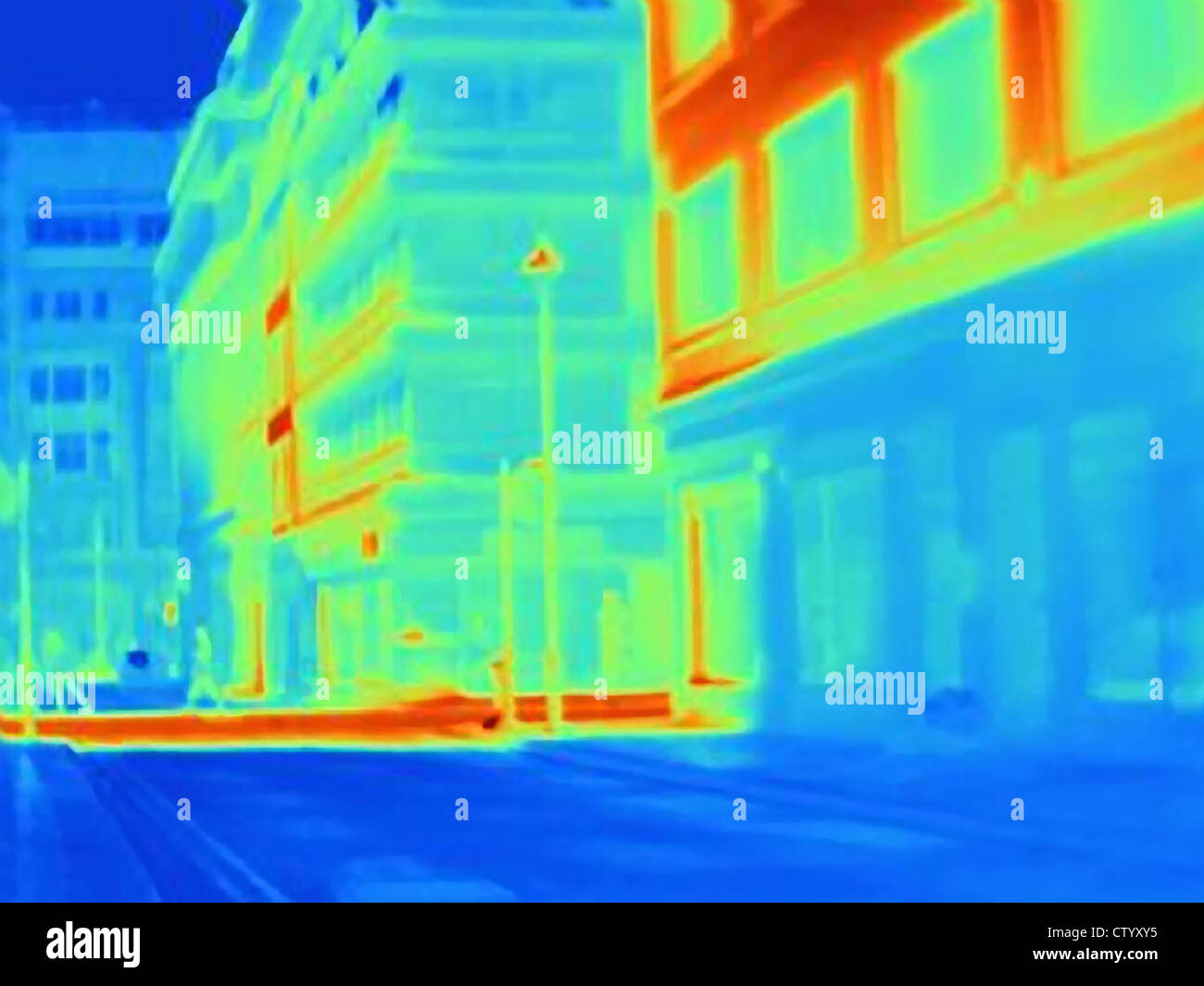 Immagine termica di una strada di città Foto Stock