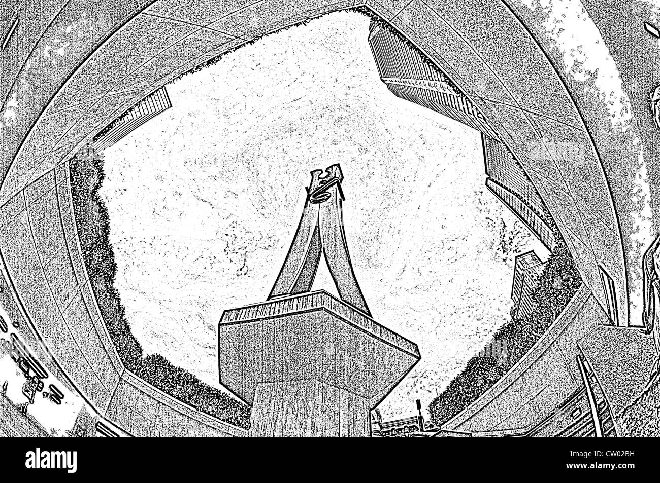 In modo digitale immagine alterata dell Clothespin scultura da metropolitana, Philadelphia, Pennsylvania, STATI UNITI D'AMERICA Foto Stock