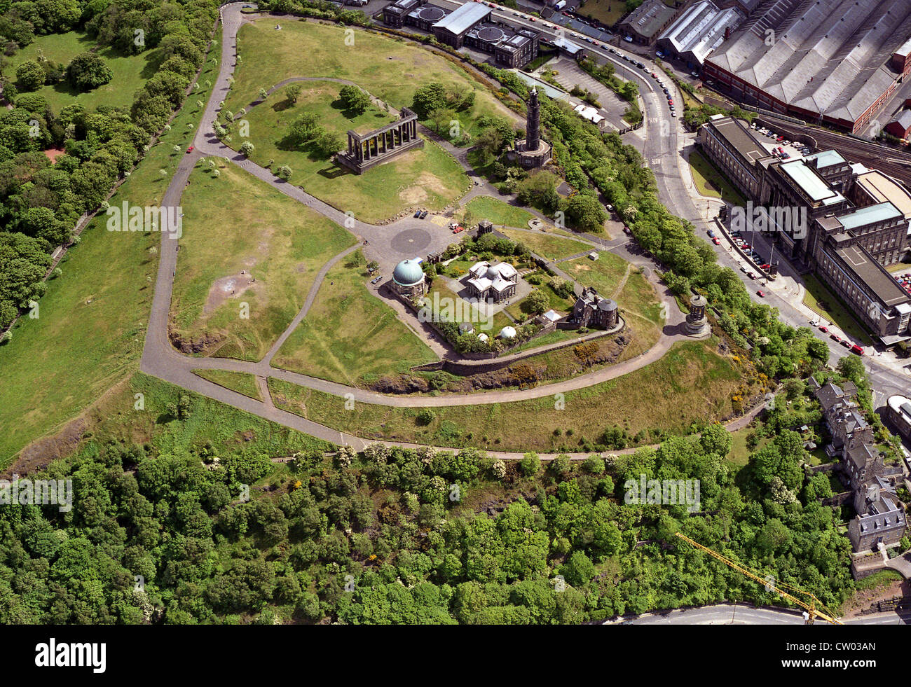 Vista aerea di Calton Hill, Edimburgo Foto Stock