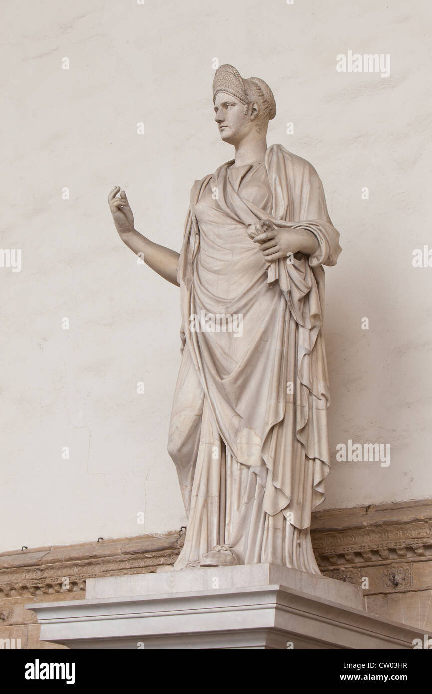 Statua di una donna Romana. Firenze, Loggia dei Lanzi. Foto Stock