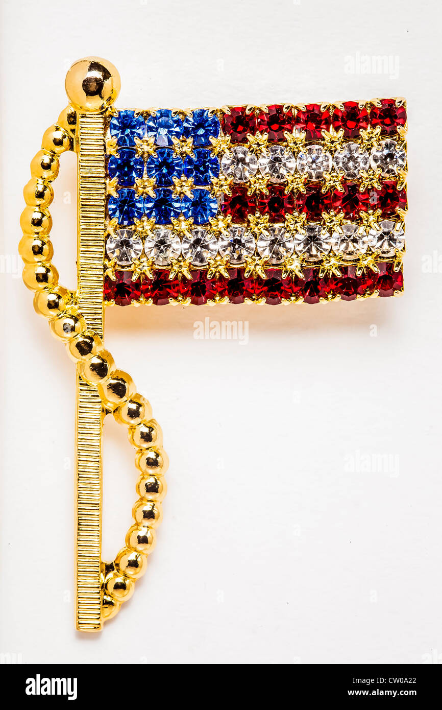 Rosso Blu bianco oro strass pin Foto Stock