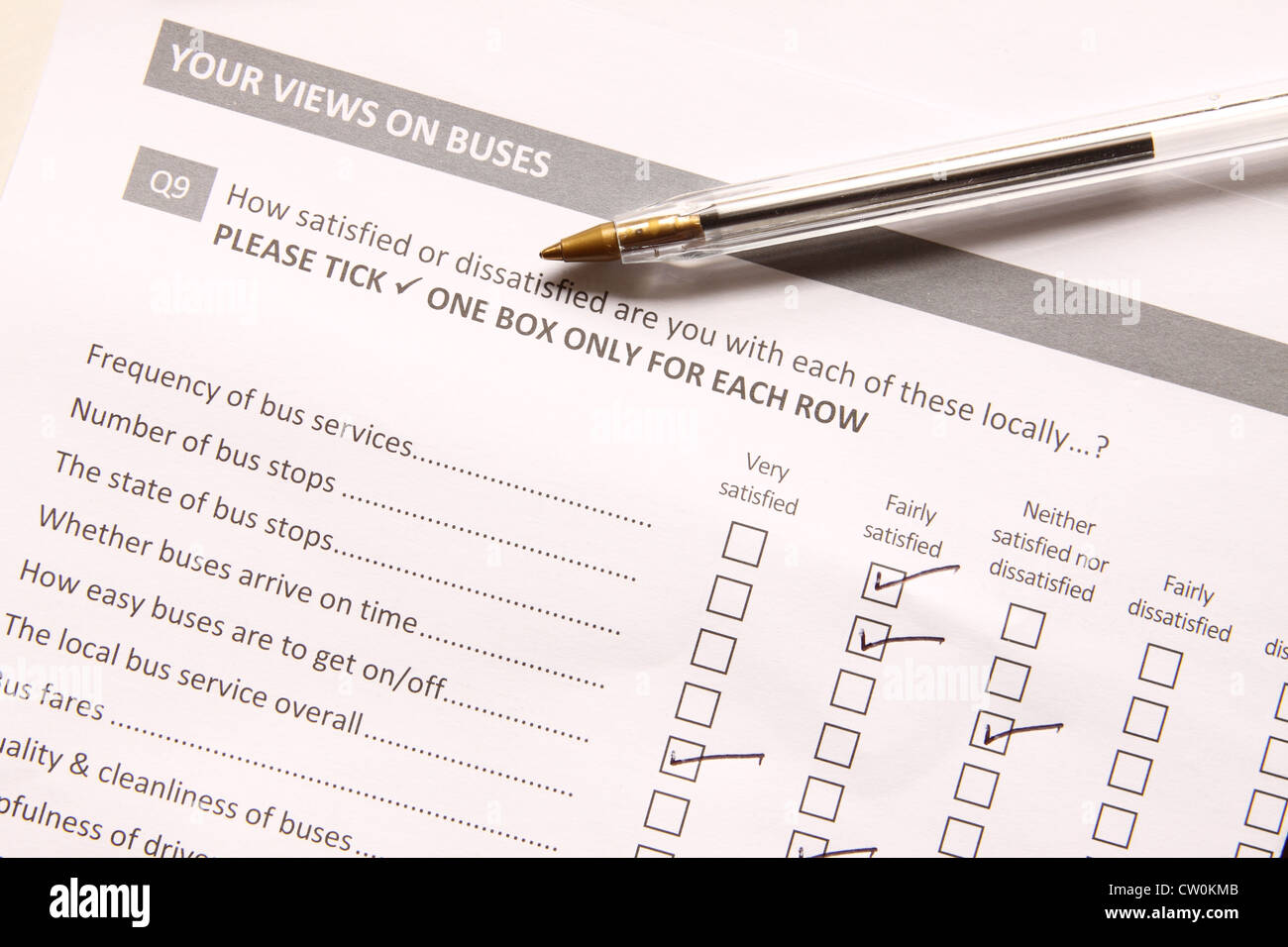 Ipsos Mori sondaggio sondaggio su gli autobus del trasporto pubblico Foto Stock