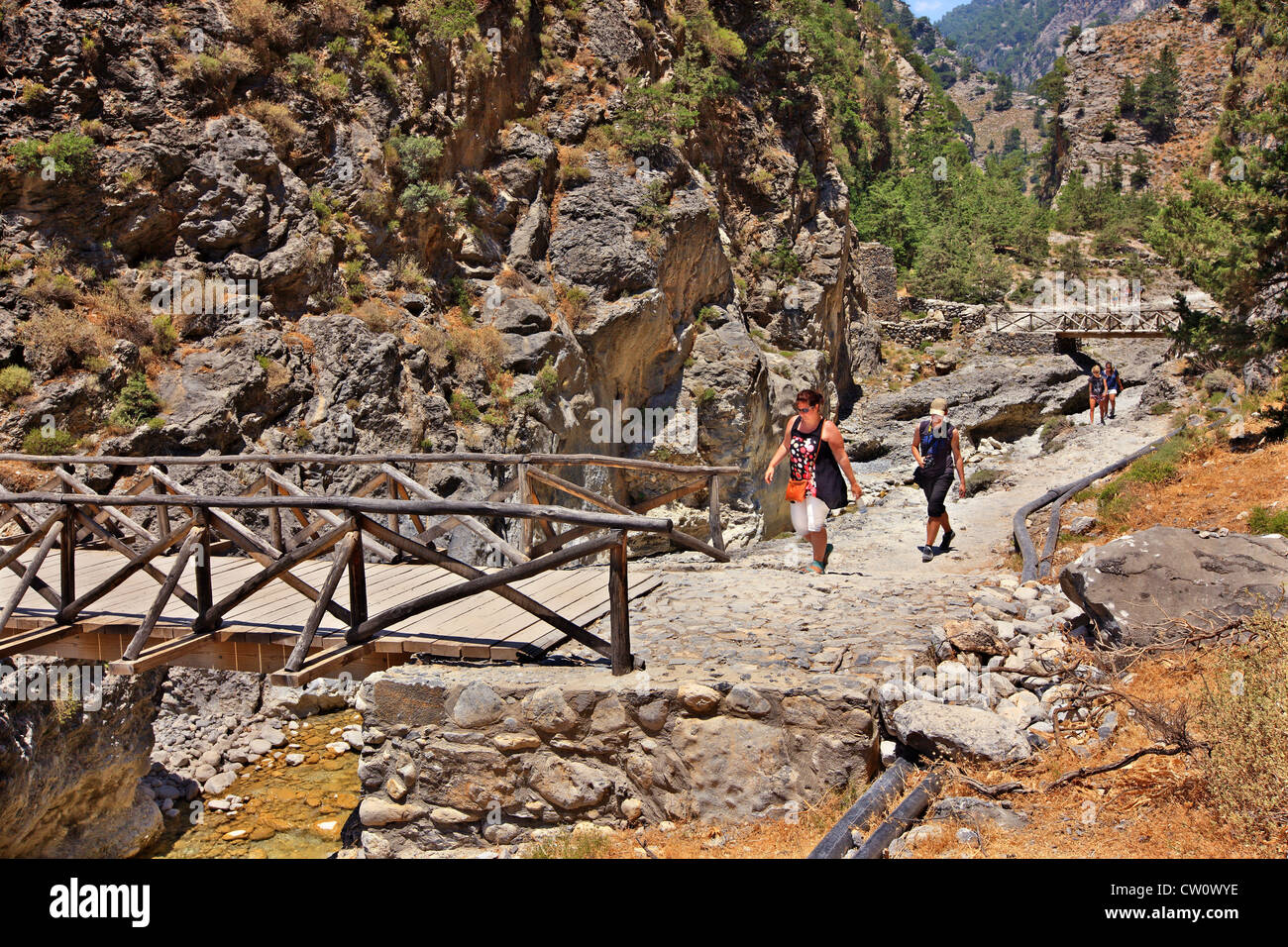 L'uscita della gola di Samaria, vicino a Agia Roumeli village, Sfakia, Chania, Creta, Grecia Foto Stock