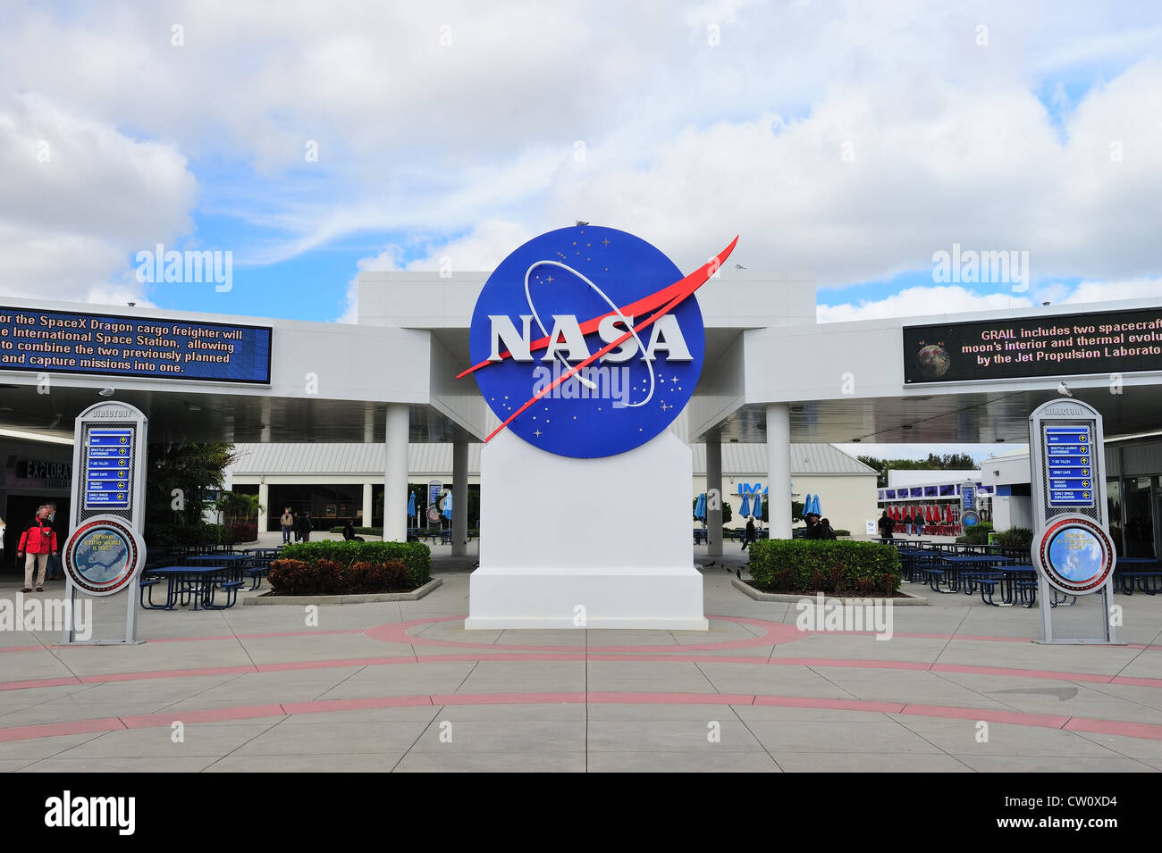 Logo della NASA nel Centro Spaziale Kennedy Foto Stock