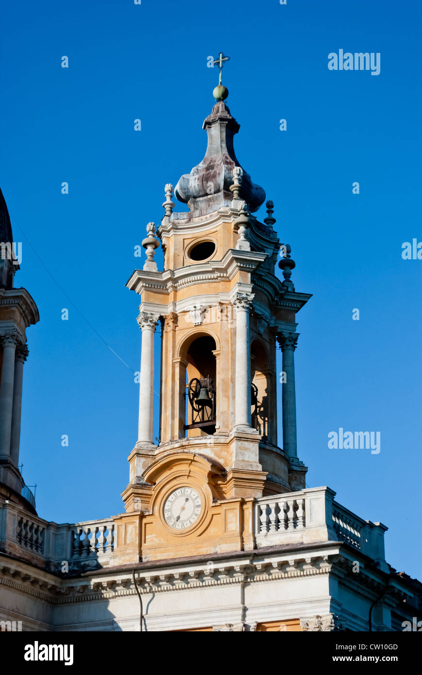 Basilica di Superga torre campanaria dettaglio, Torino, Italia Foto Stock