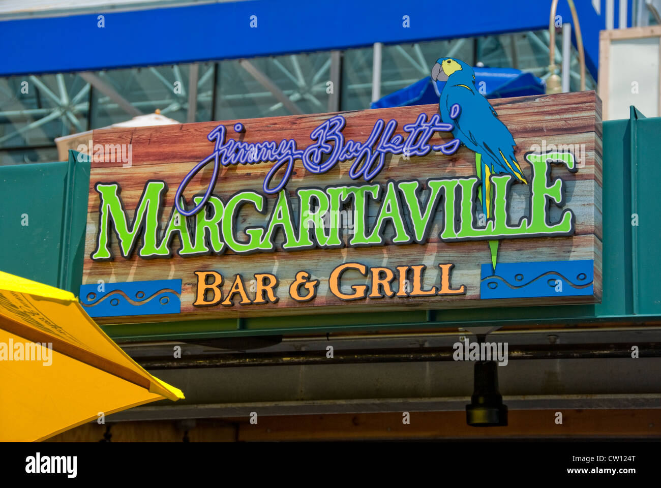 Jimmy Buffett il Margaritaville ristorante presso il Navy Pier di Chicago, Illinois Foto Stock