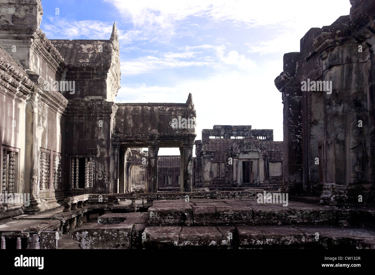 Cortile interno di Angkor Wat, Siem Reap, Cambogia Foto Stock