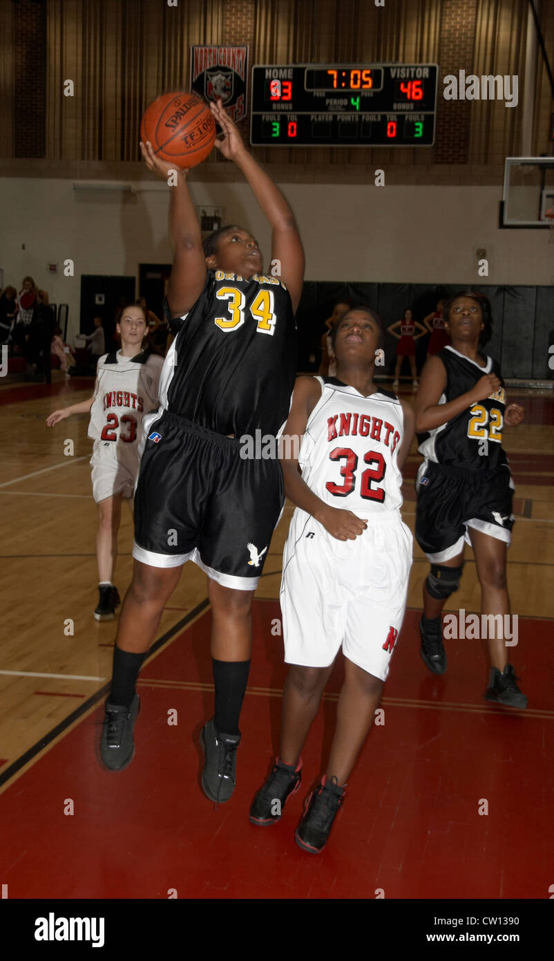 Le ragazze di alta scuola Basket Columbia, Maryland Foto Stock