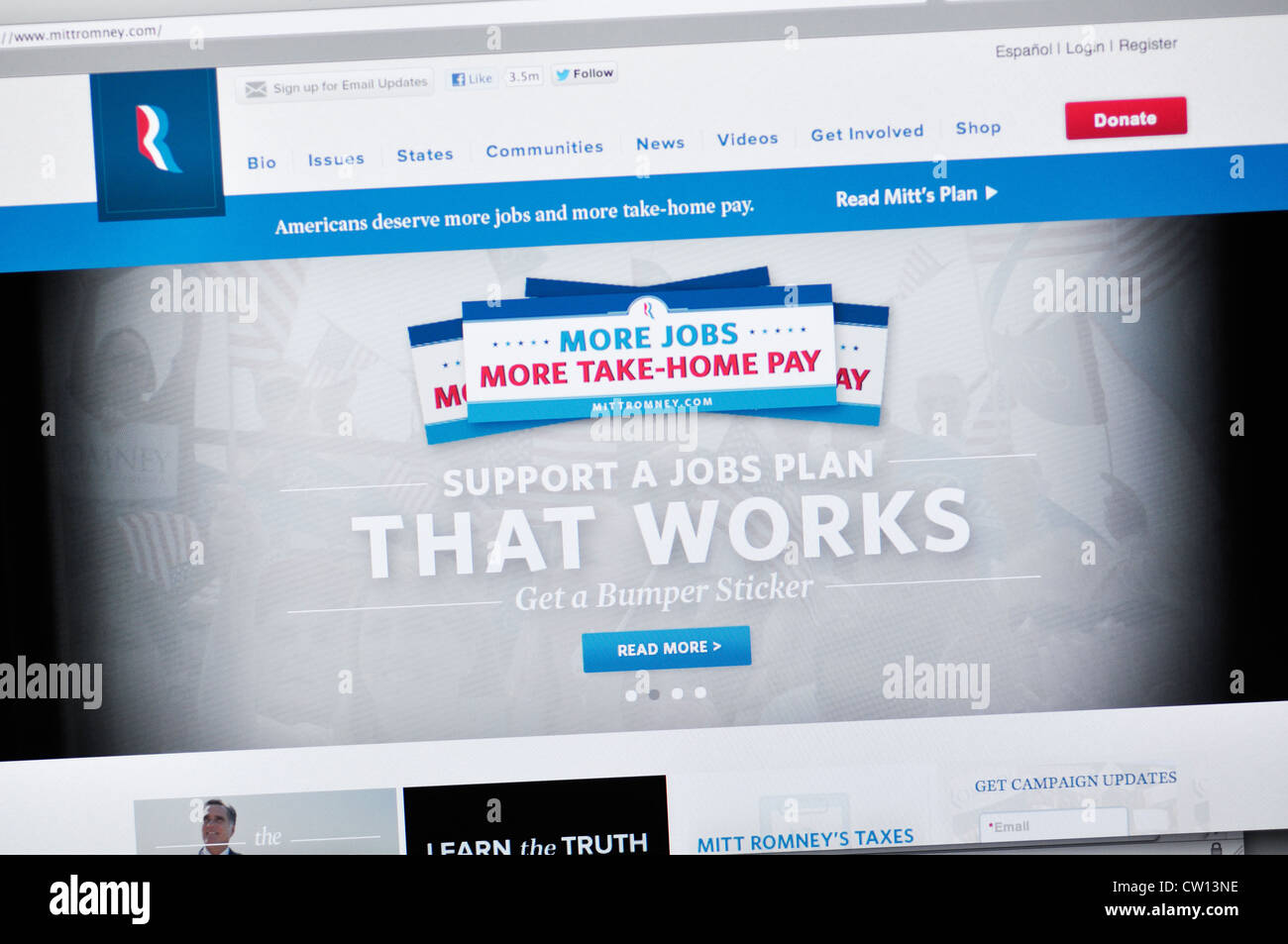 Mitt Romney website Foto Stock
