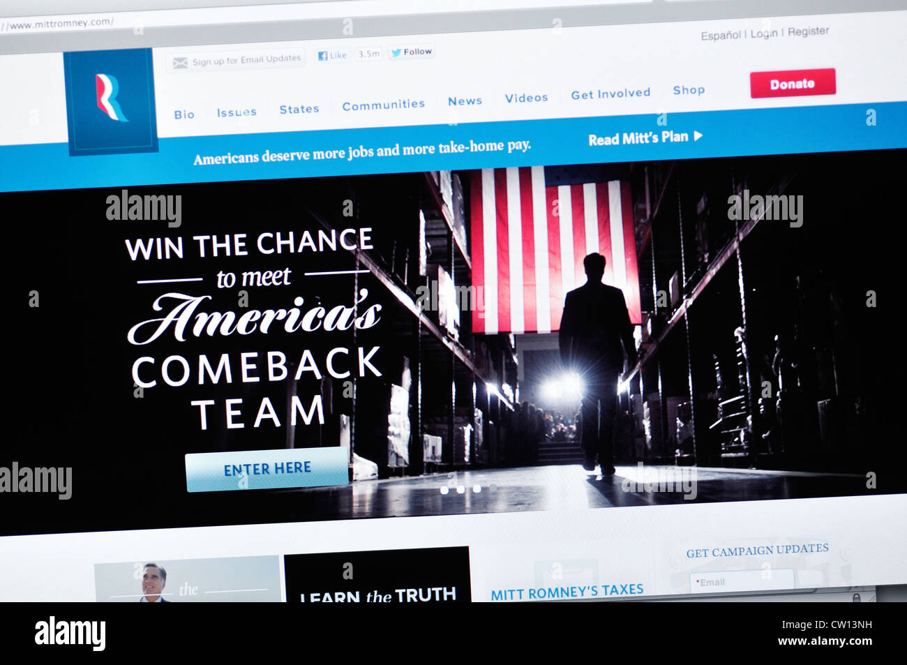 Mitt Romney website Foto Stock