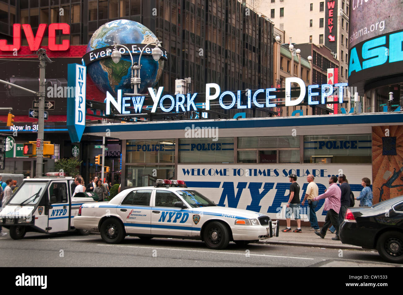 Il New York Police Department Times Square di New York City Stati Uniti d'America Foto Stock