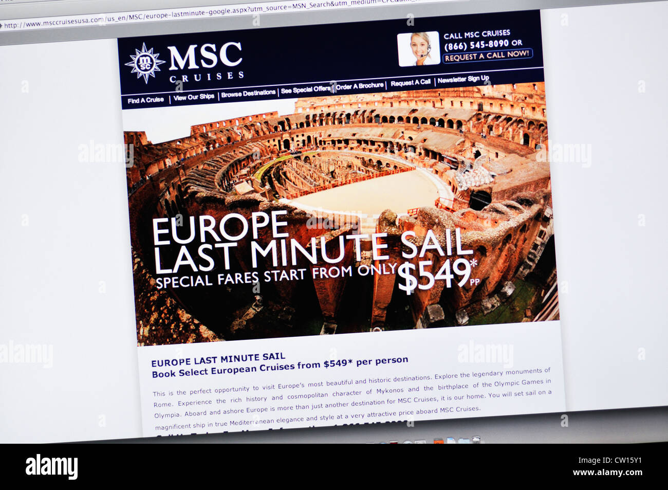 MSC Crociere sito web Foto Stock