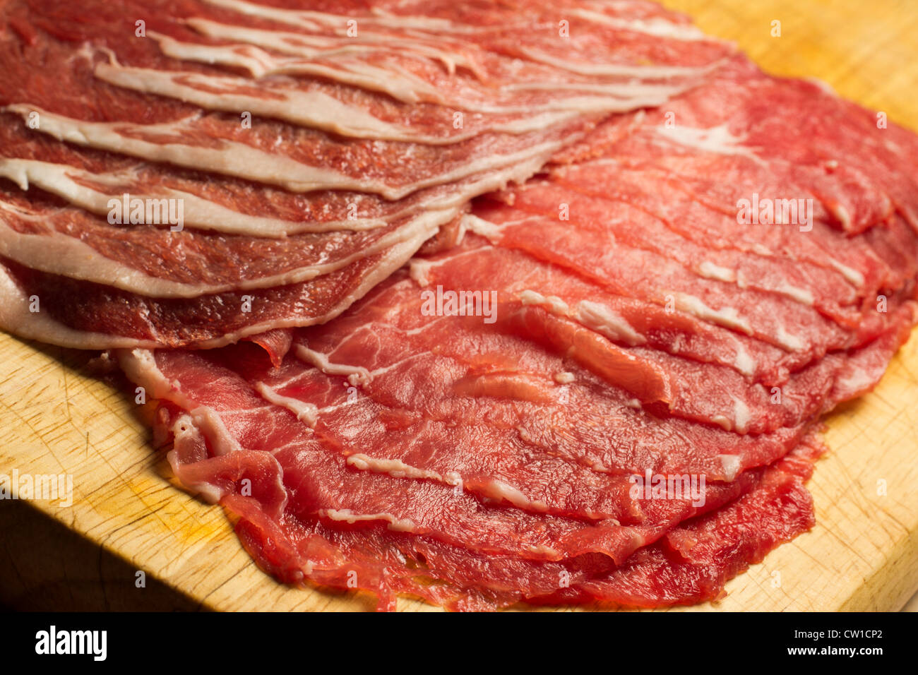 Fette di materie carne di agnello Foto Stock