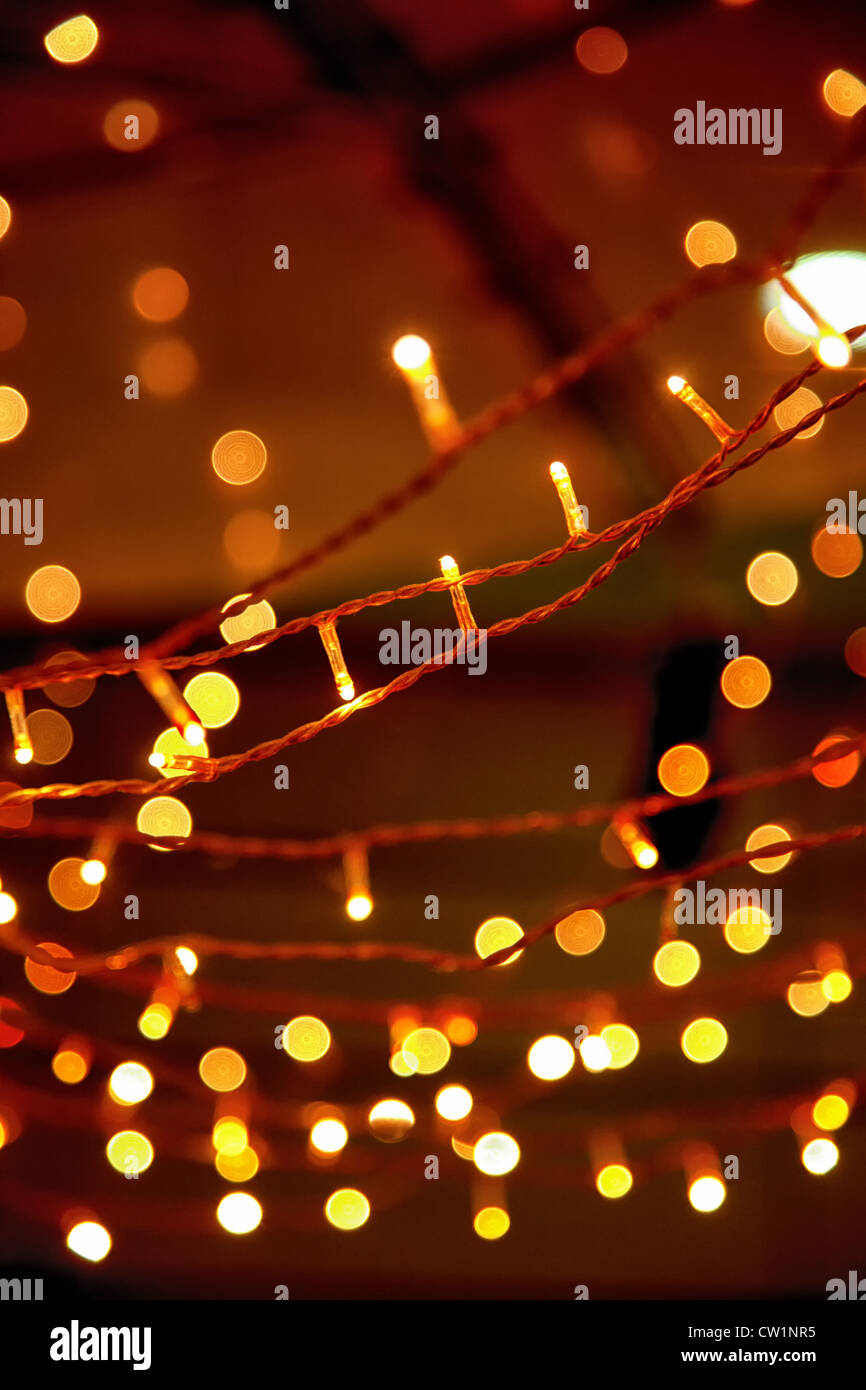 Ghirlanda di Natale con sfondo incandescente Foto Stock
