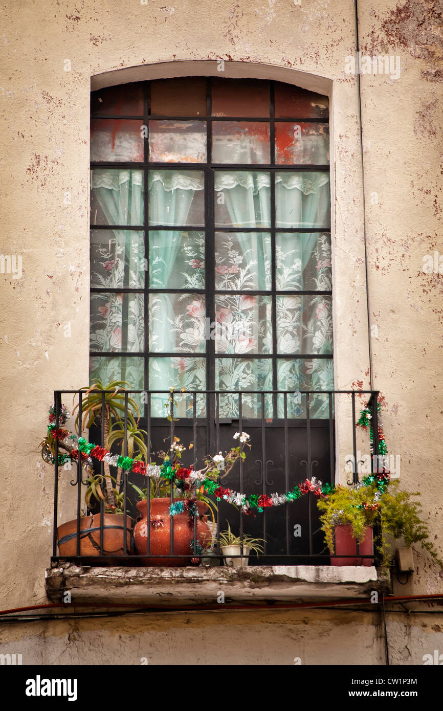 Balcone a Puebla, in Messico Foto Stock