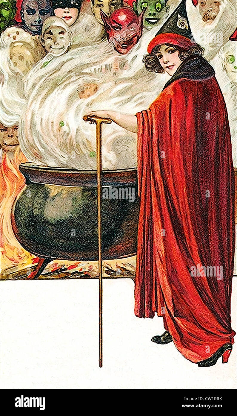 Donna con il mantello e cappello, Foto Stock