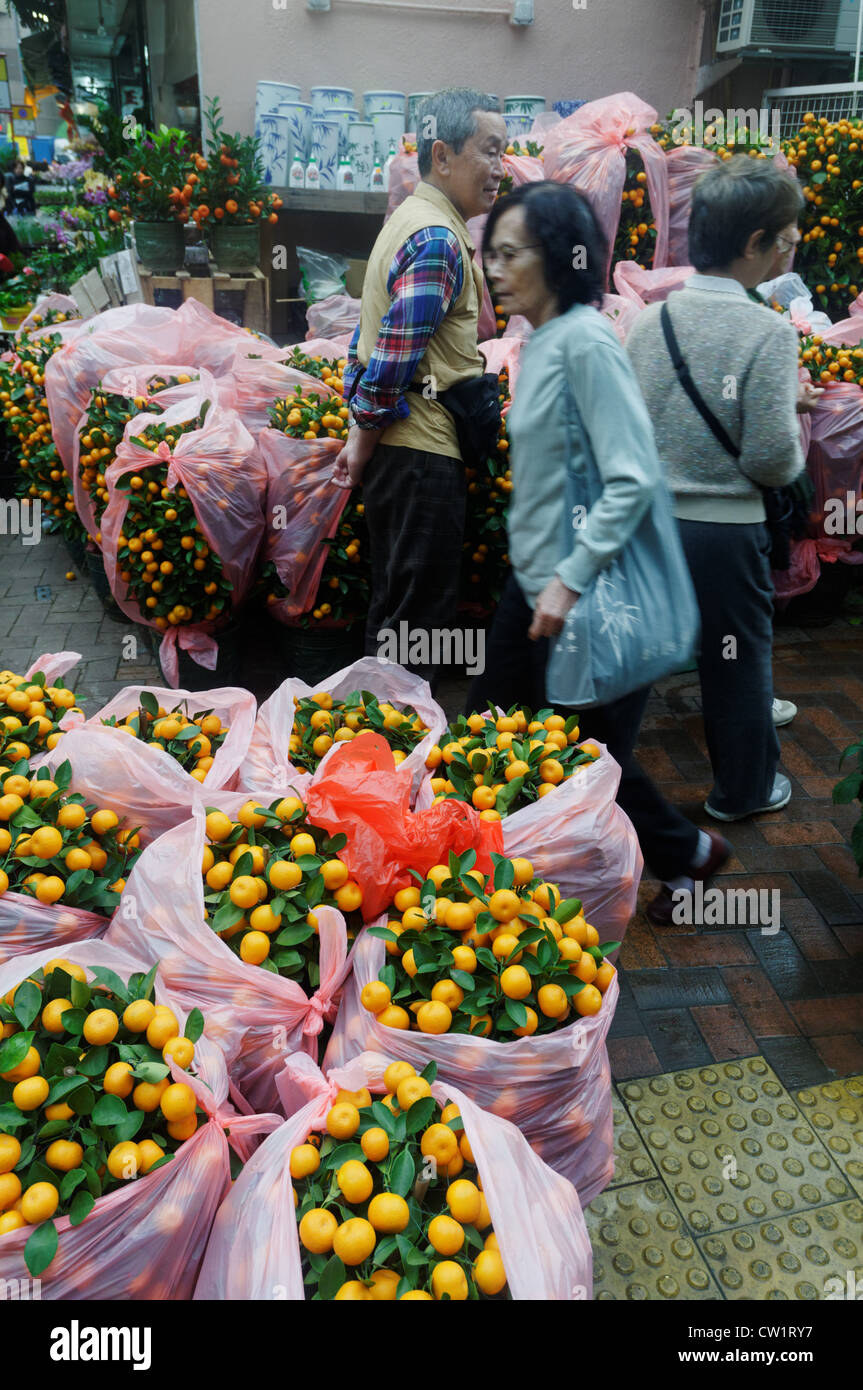 La Hong Kong il mercato dei fiori Foto Stock