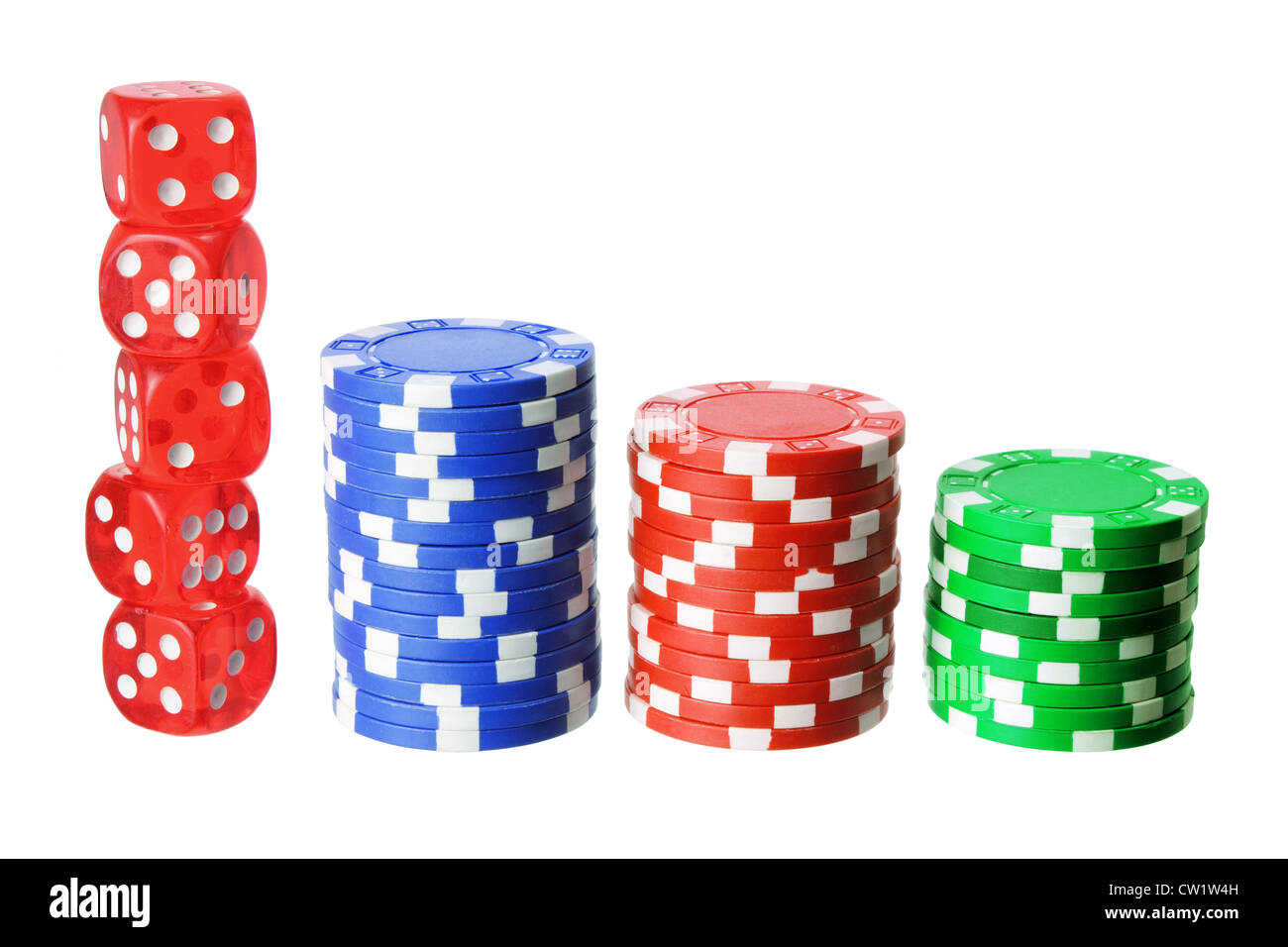 Poker chips e tagliare a dadini Foto Stock