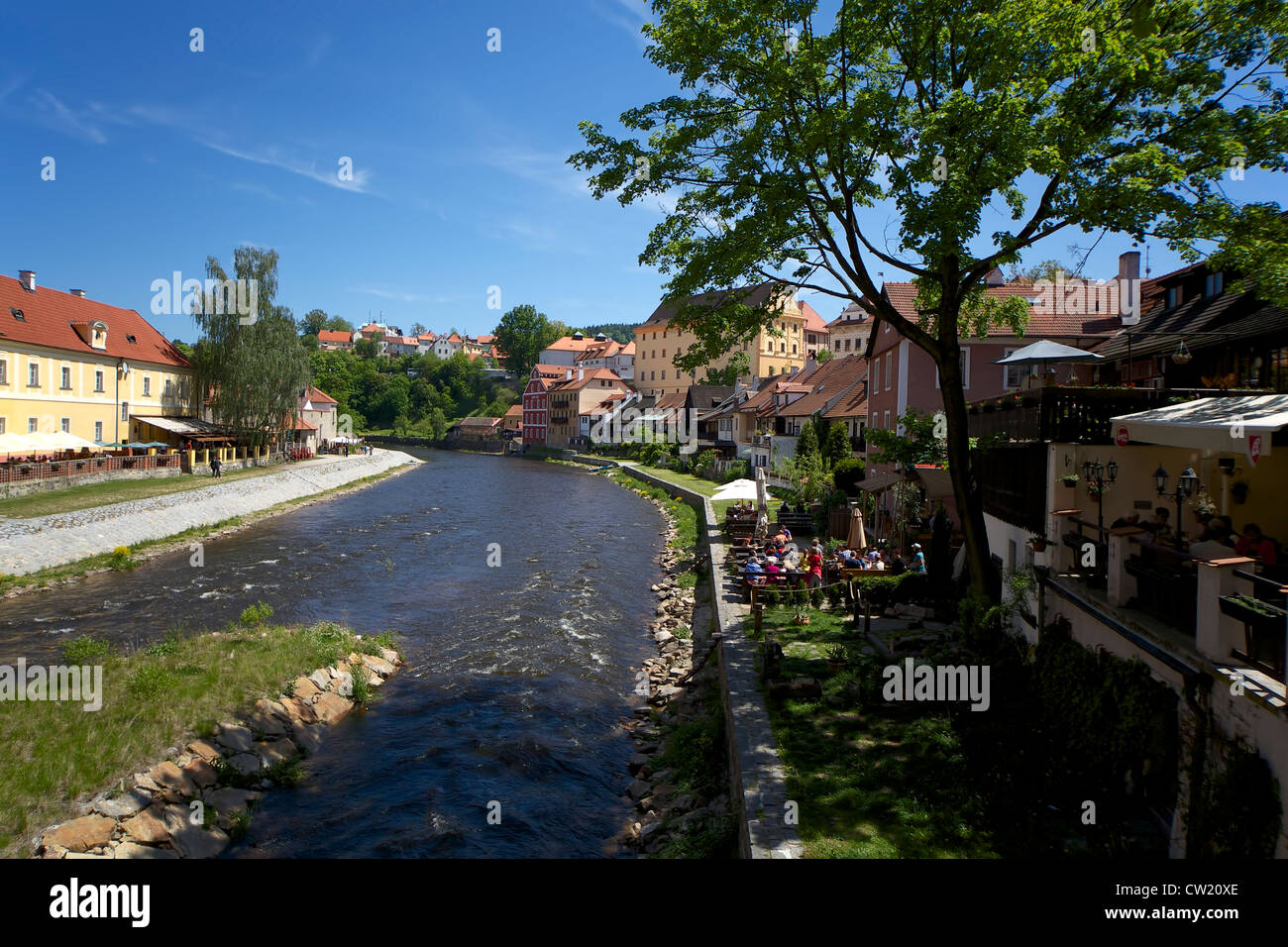 Vista della città della Repubblica ceca Krumlov, Repubblica Ceca Foto Stock