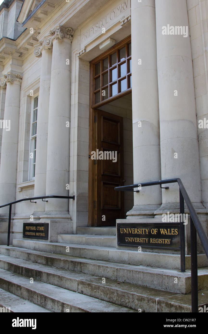 Università del Galles ingresso, il Park Place Cardiff Foto Stock