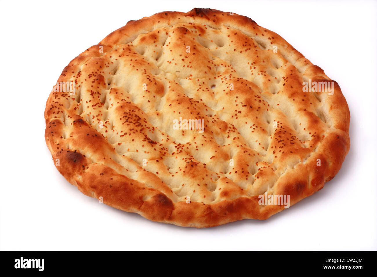 Pitta isolati su sfondo bianco. Cibo popolare in Ramadan. Foto Stock