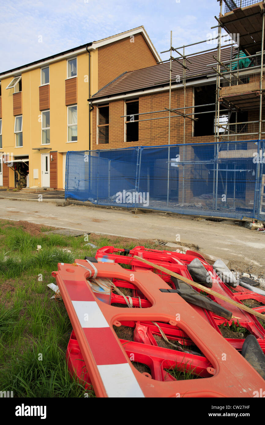 La costruzione di nuove case con barriera in Bristol, Regno Unito Foto Stock