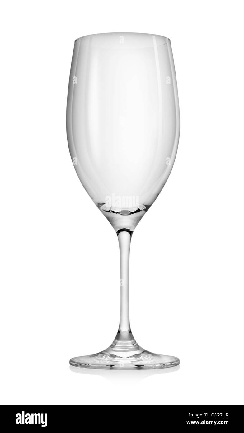 Svuotare wineglass isolato su uno sfondo bianco Foto Stock