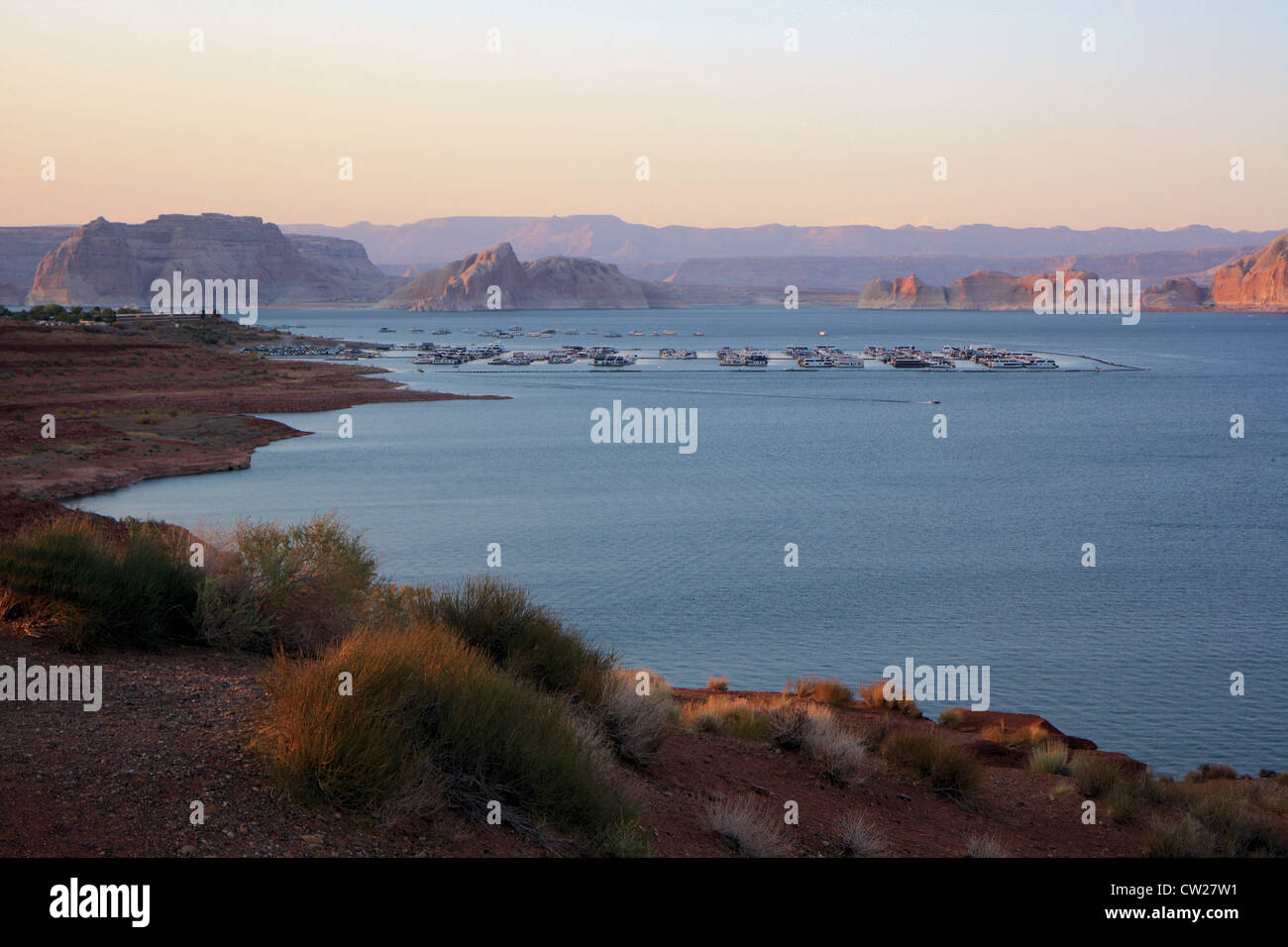 Il Lake Powell al tramonto, Pagina, Arizona, Stati Uniti d'America Foto Stock