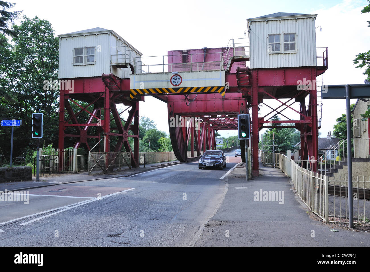 Il Inchinnan / Renfrew ponte mobile al di sopra del carrello White River Foto Stock