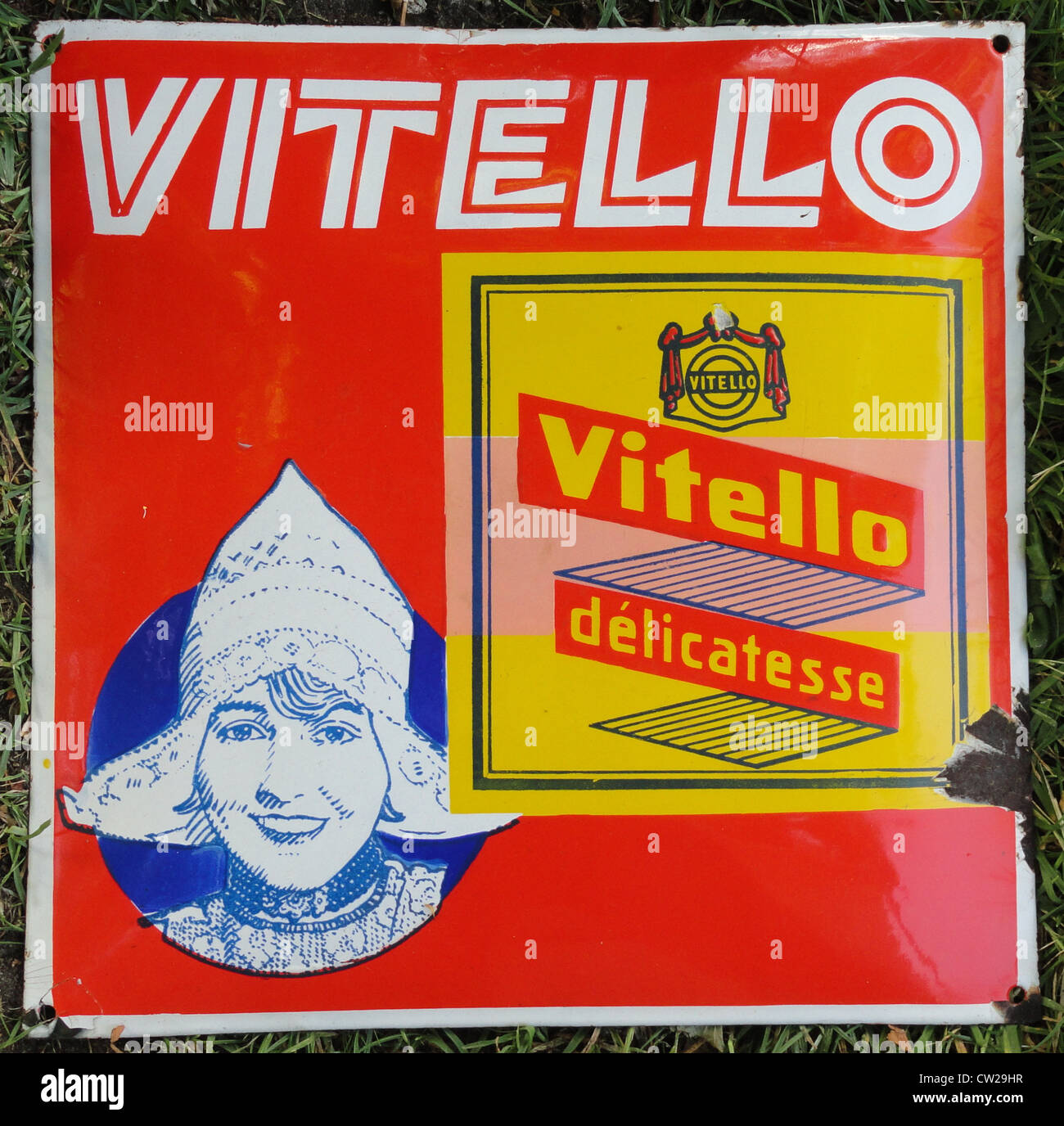 Vitello Delicatesse smalto scudo di pubblicità Foto Stock