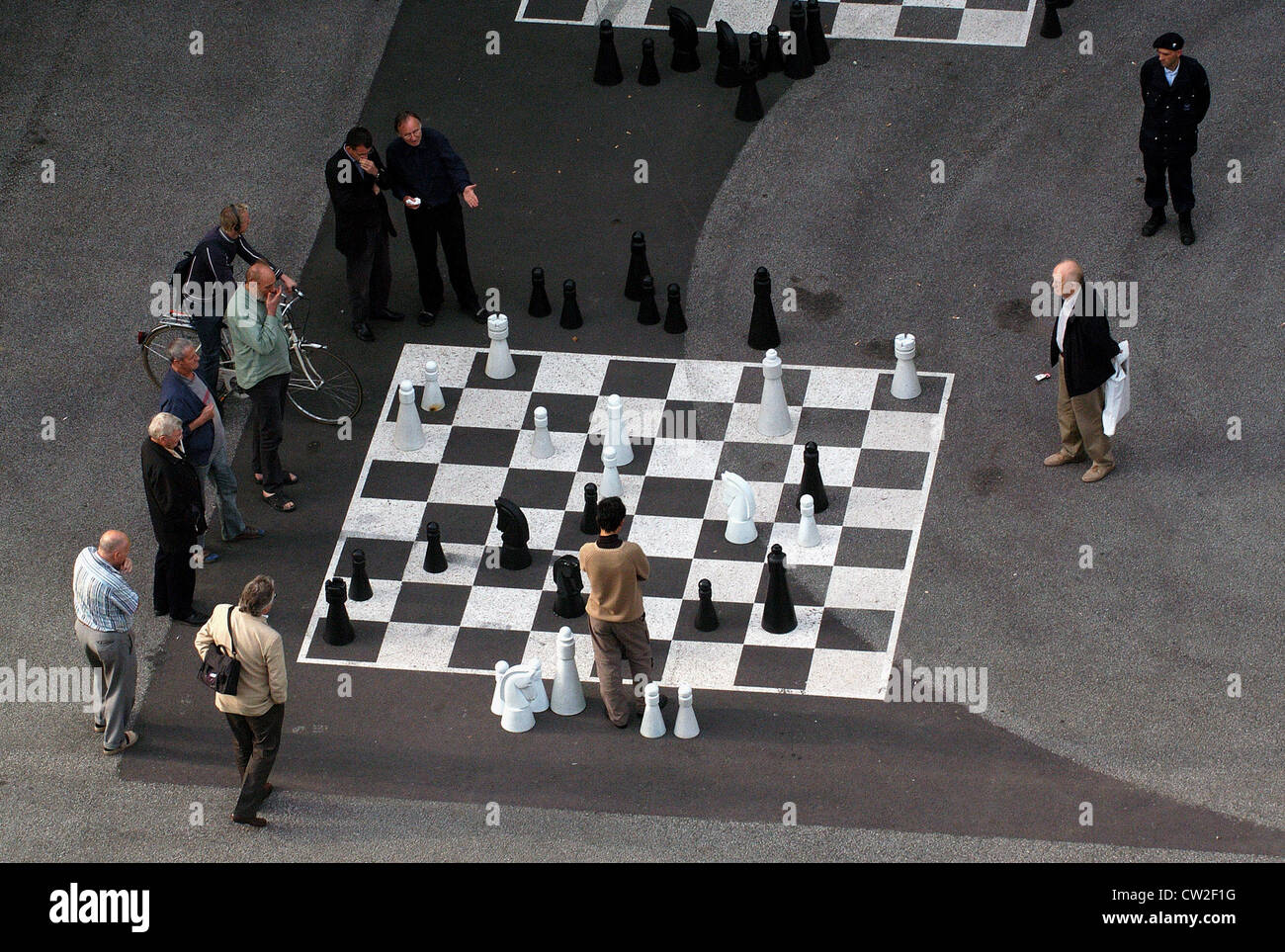 I giocatori di scacchi a Basilea in Svizzera Foto Stock