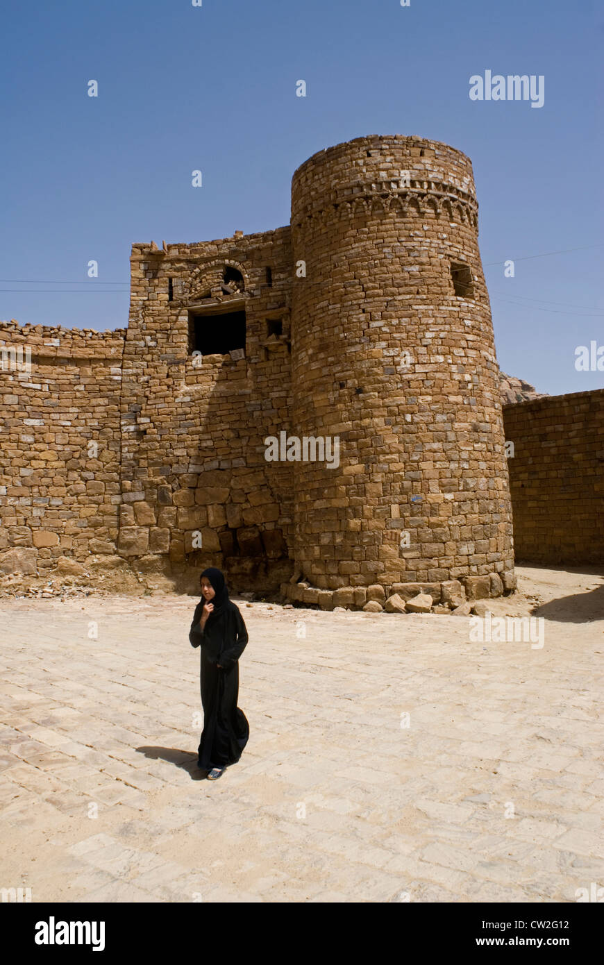 Fortificazione di Thuja, la regione delle Highlands, Yemen, Asia Occidentale, Penisola Arabica. Foto Stock