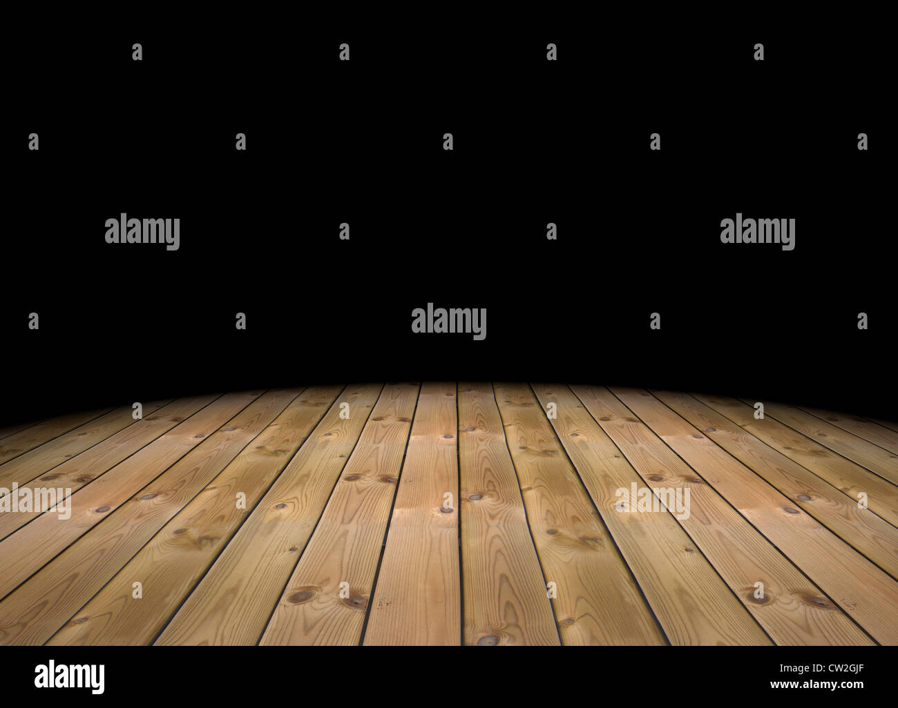 3d vuoti abstract dark room con un pavimento di legno Foto Stock