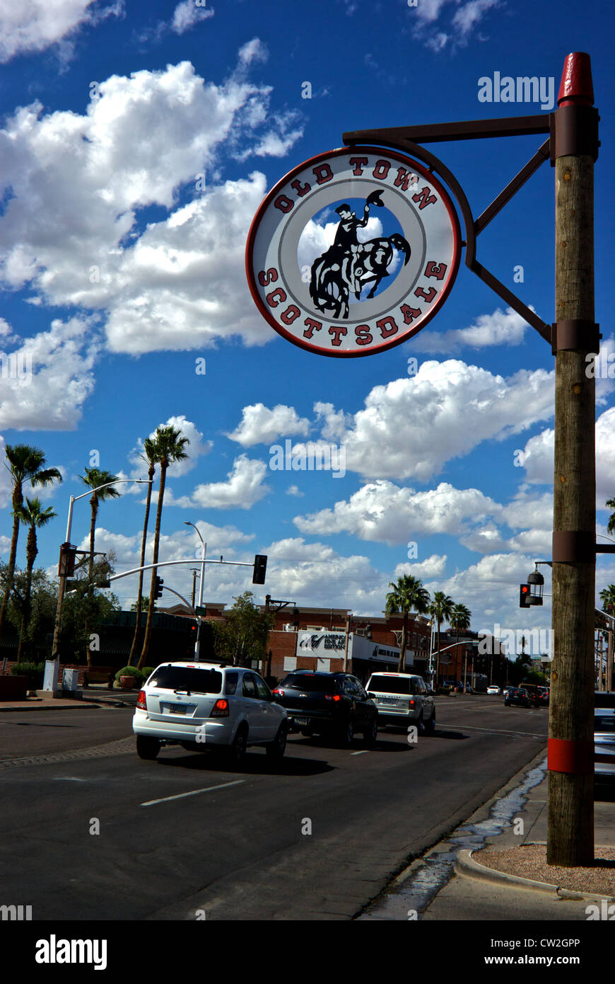 Tettuccio di strada segno Old Town Scottsdale AZ Foto Stock