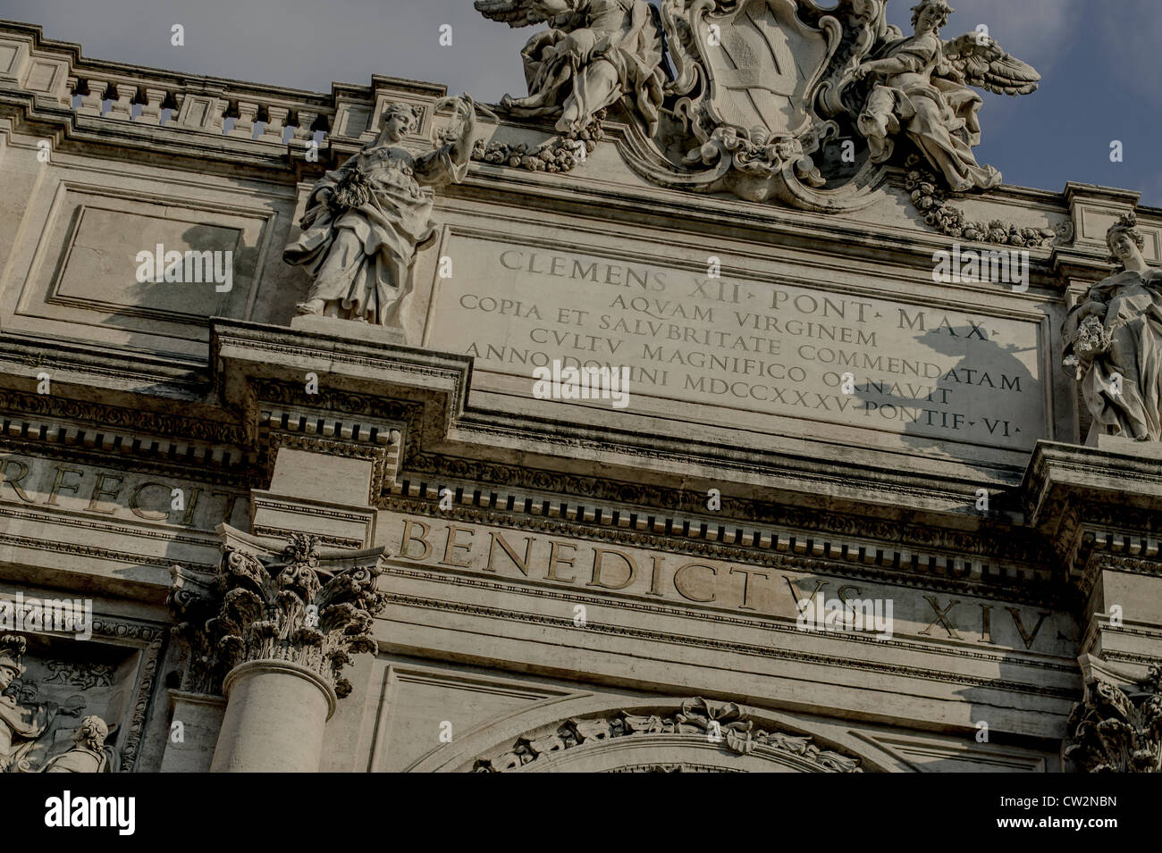 Close up dettaglio presso la Fontana di Trevi Foto Stock