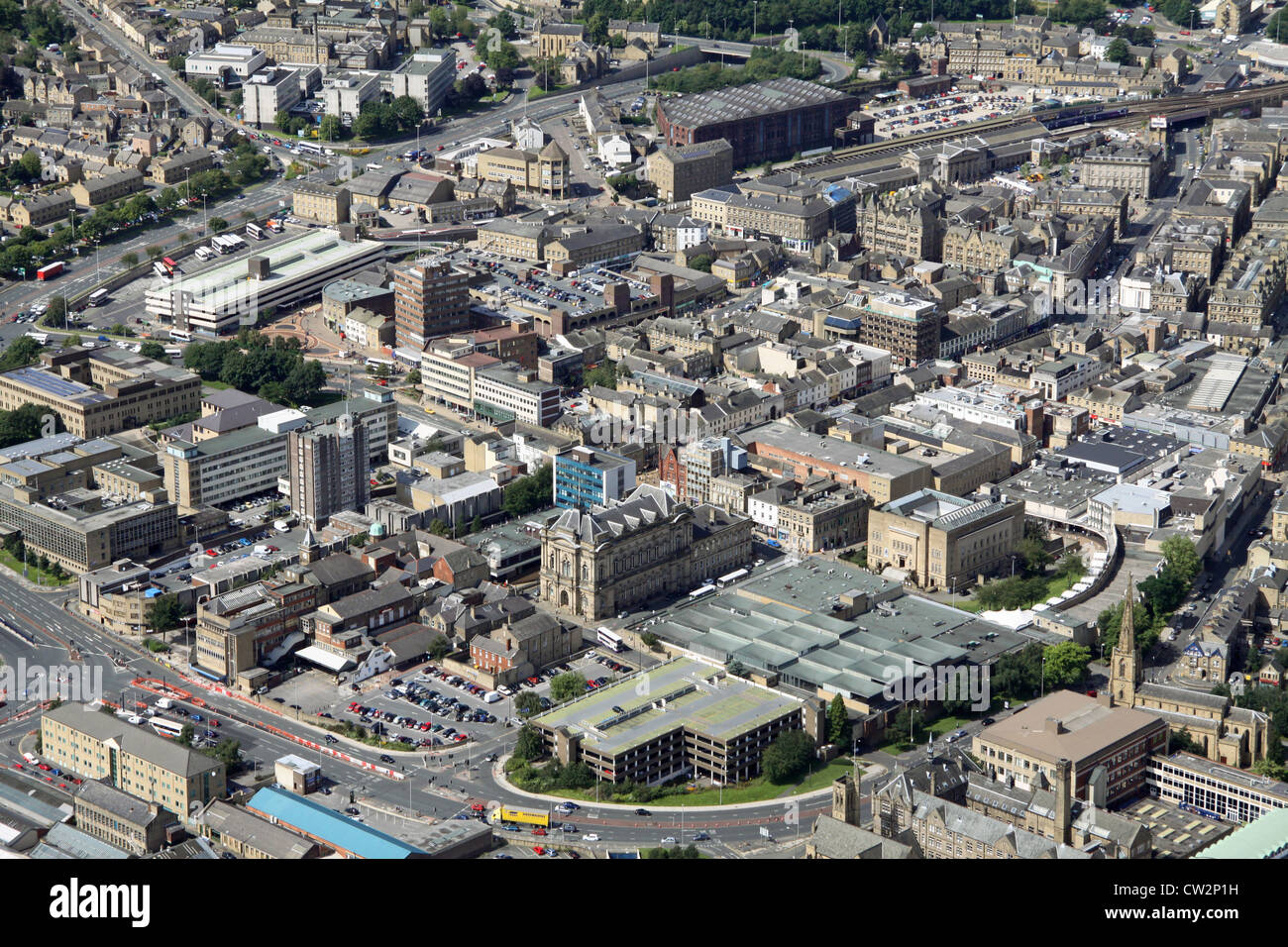 Vista aerea di Huddersfield Town Center Foto Stock
