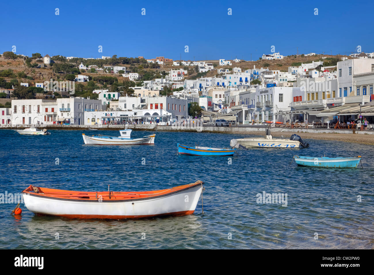 Vecchio Porto di Mykonos, Grecia Foto Stock