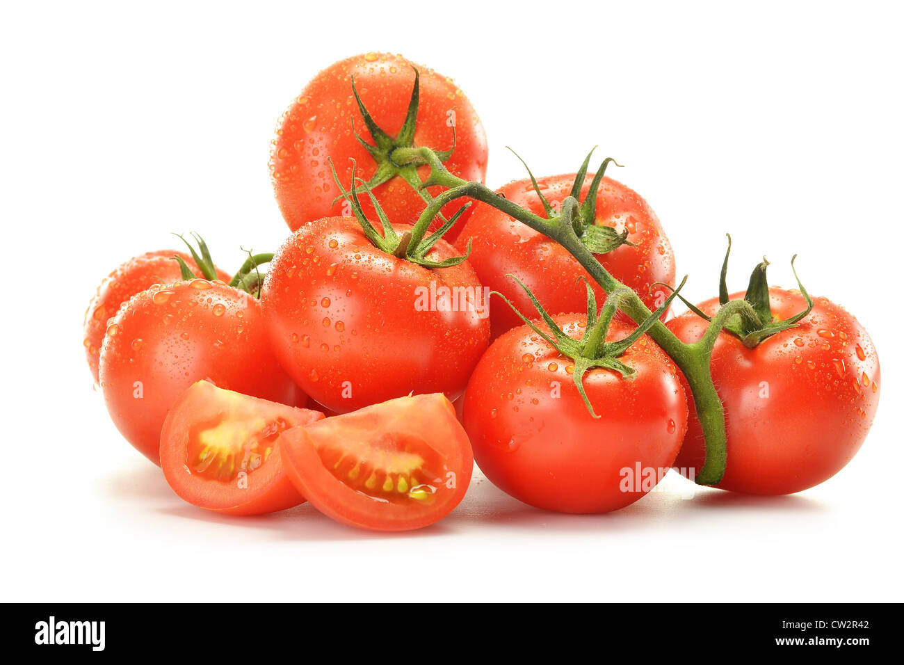 Pomodori isolato su bianco Foto Stock