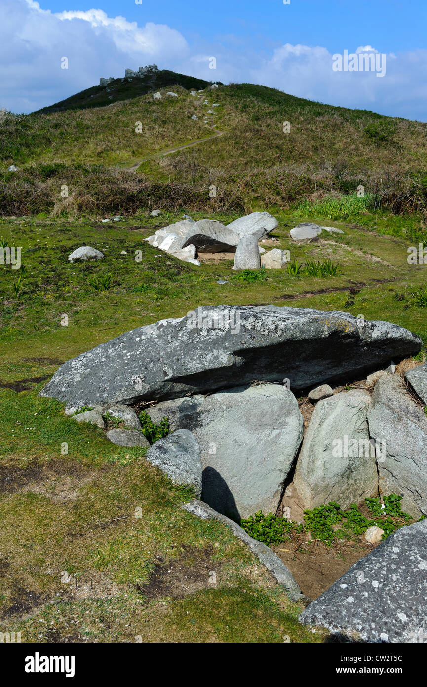 Neolitico ed età del bronzo tomba Roberts croce, 2500-1200 b.C., Isola di Herm Isole del Canale Foto Stock