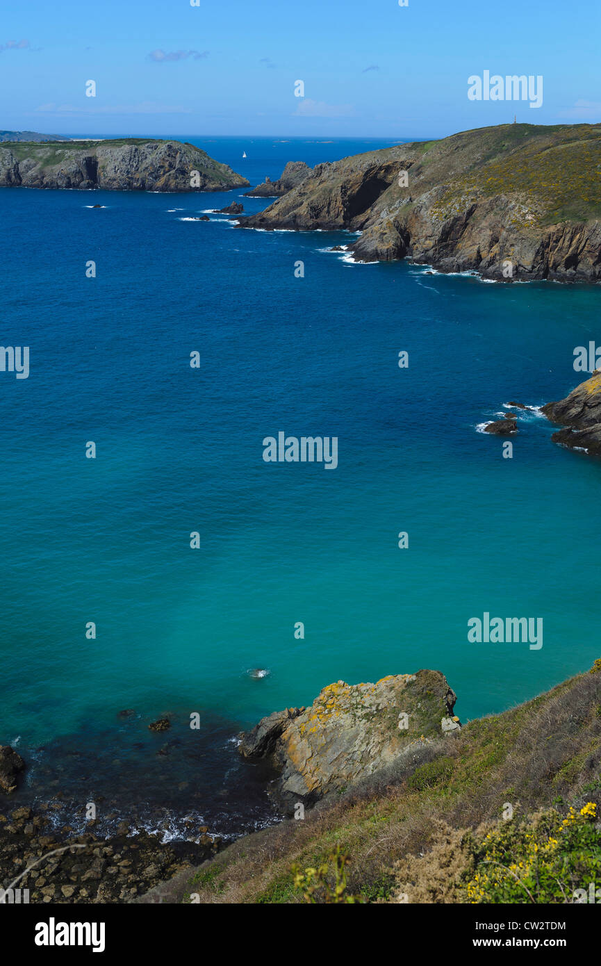 Bay la Grande Grève e Brecqhou isola, Isola di Sark, Isole del Canale Foto Stock